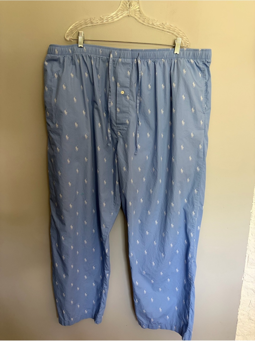 POLO Ralph Lauren PJ Pants Mens 3X Blue Pajama Pony All Over Print 100% Cotton